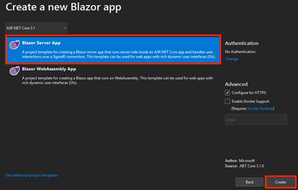 Blazor server app
